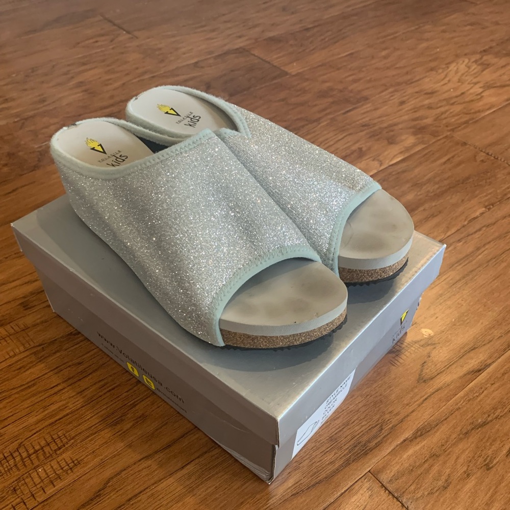 Volatile Creamsicle girls silver wedge shoes